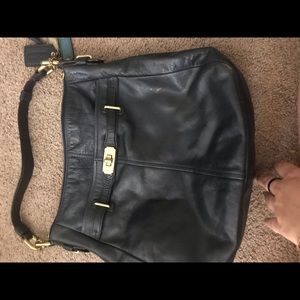 Coach leather navy blue bag